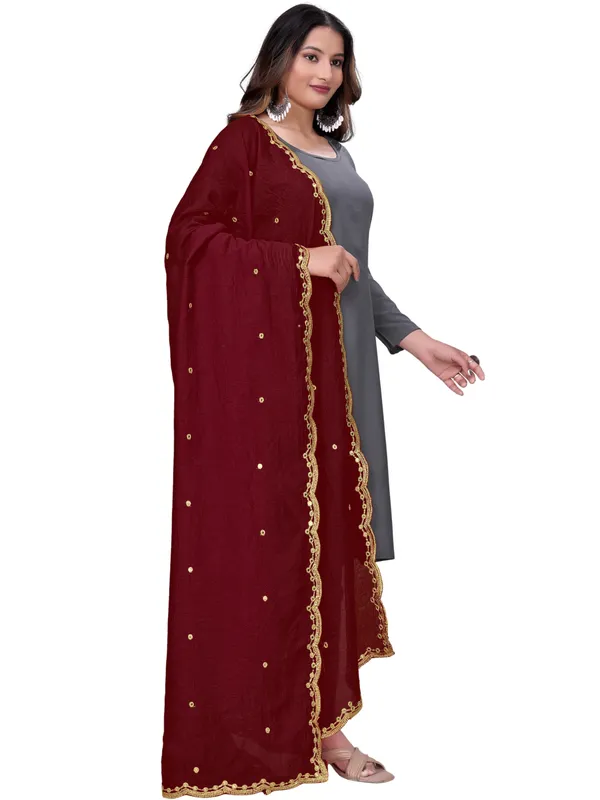 Vichitra_Art_Silk_Mirror_Work_Dupatta_With_Zari_Embroidery_Maroon
