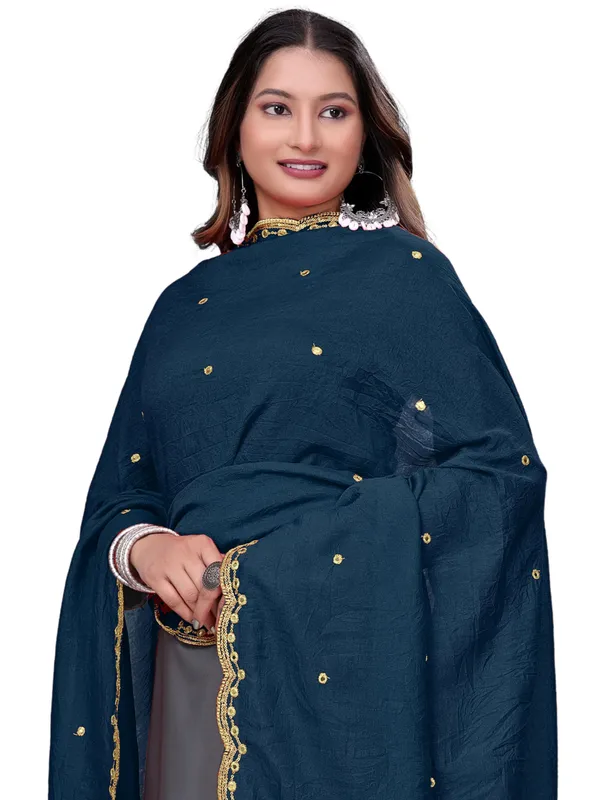 Vichitra_Art_Silk_Mirror_Work_Dupatta_With_Zari_Embroidery_Navy_Blue