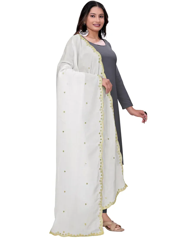 Vichitra_Art_Silk_Mirror_Work_Dupatta_With_Zari_Embroidery_White