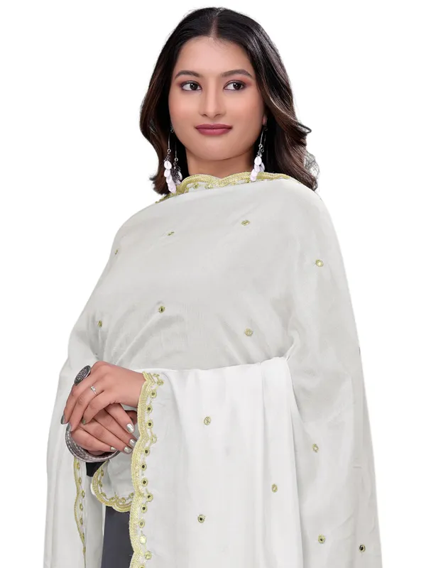 Vichitra_Art_Silk_Mirror_Work_Dupatta_With_Zari_Embroidery_White