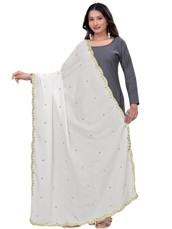 Vichitra_Art_Silk_Mirror_Work_Dupatta_With_Zari_Embroidery_White