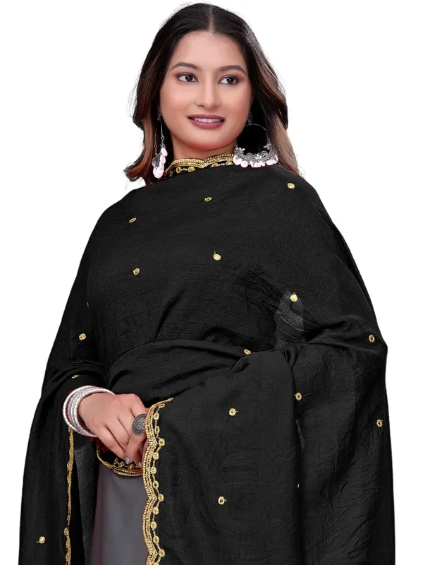 Vichitra_Art_Silk_Mirror_Work_Dupatta_With_Zari_Embroidery_Black