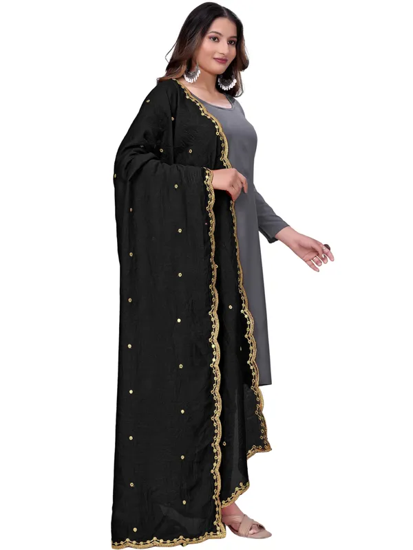 Vichitra_Art_Silk_Mirror_Work_Dupatta_With_Zari_Embroidery_Black