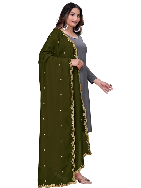 Vichitra_Art_Silk_Mirror_Work_Dupatta_With_Zari_Embroidery_Mahendi_Green