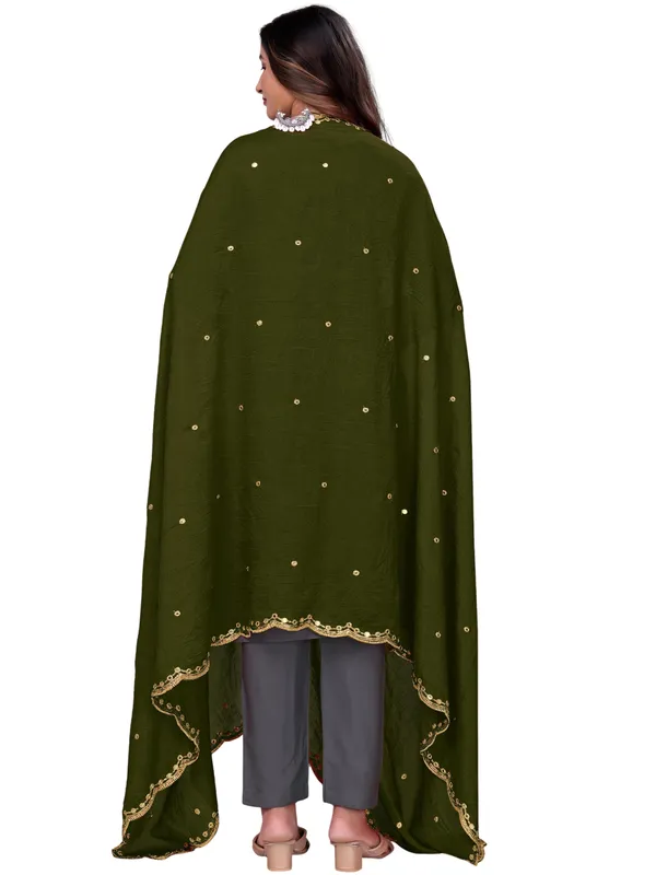 Vichitra_Art_Silk_Mirror_Work_Dupatta_With_Zari_Embroidery_Mahendi_Green
