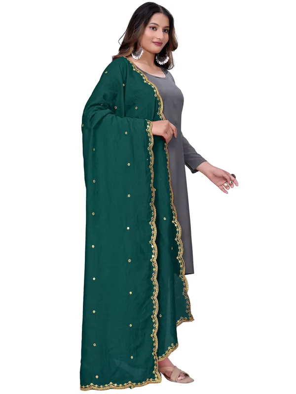 Vichitra_Art_Silk_Mirror_Work_Dupatta_With_Zari_Embroidery_Rama_Green