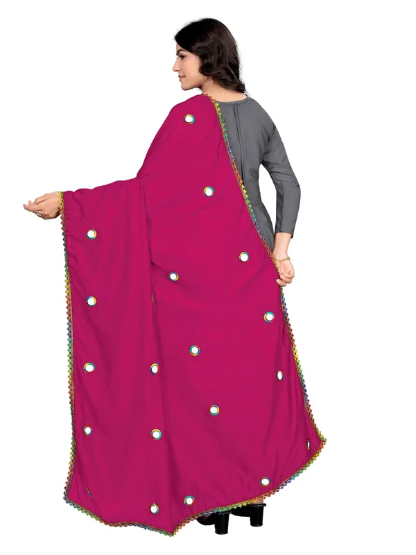 Vichitra_Art_Silk_Mirror_Work_Dupatta_With_Multicolour_Lace_Pink