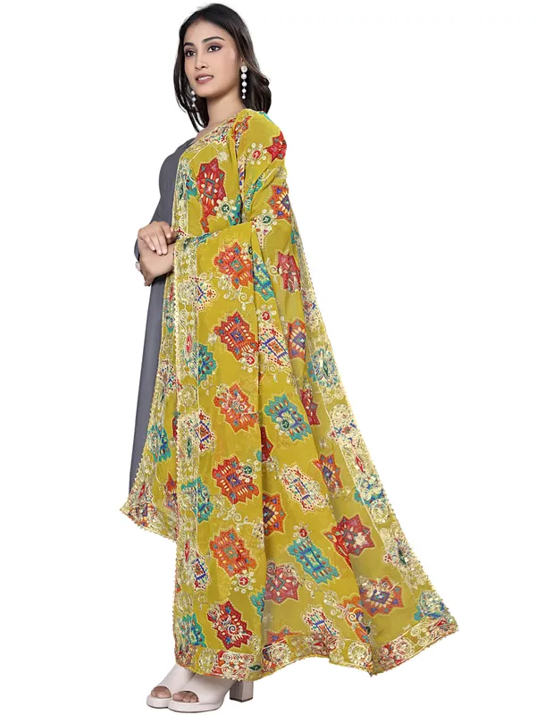 Printed_Georgette_Dupatta_With_Thread_Embroidery_Sequins_Mustard_Yellow