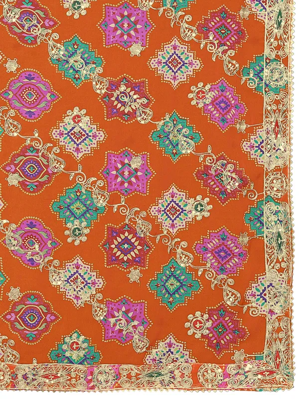 Printed_Georgette_Dupatta_With_Thread_Embroidery_Sequins_Orange