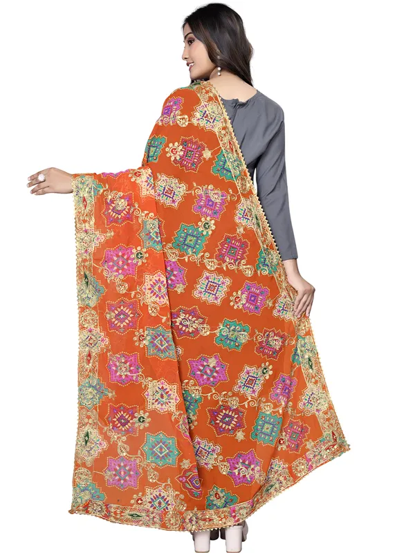 Printed_Georgette_Dupatta_With_Thread_Embroidery_Sequins_Orange