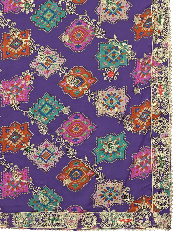 Printed_Georgette_Dupatta_With_Thread_Embroidery_Sequins_Violet