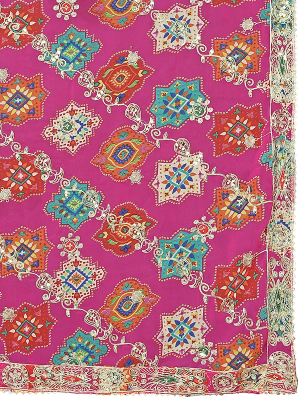 Printed_Georgette_Dupatta_With_Thread_Embroidery_Sequins_Pink