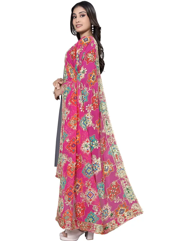 Printed_Georgette_Dupatta_With_Thread_Embroidery_Sequins_Pink