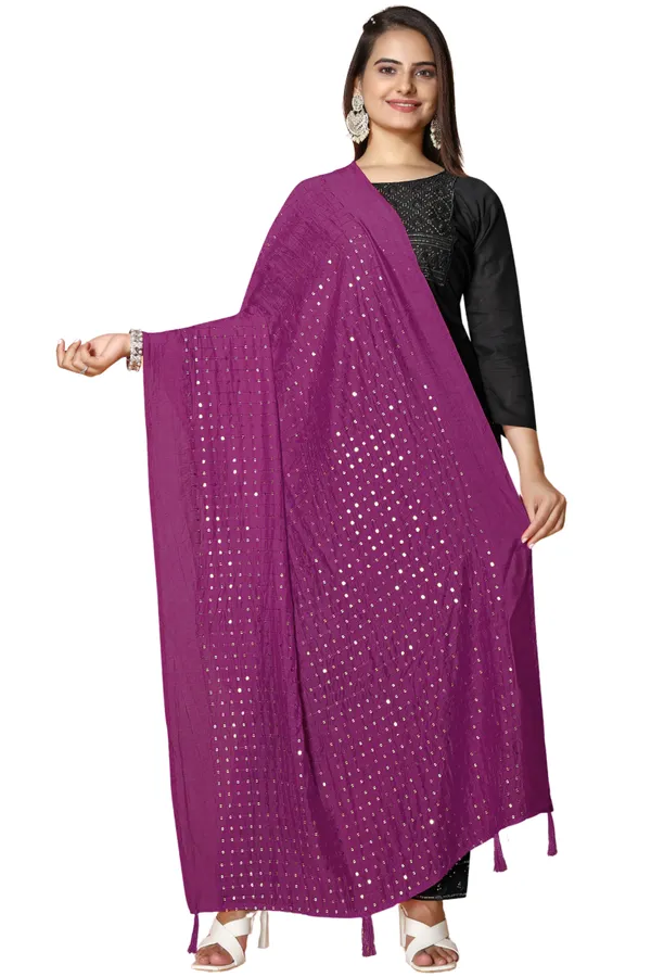 Chanderi_Sequin_Embroidered_Dupatta_With_Tassels_Wine