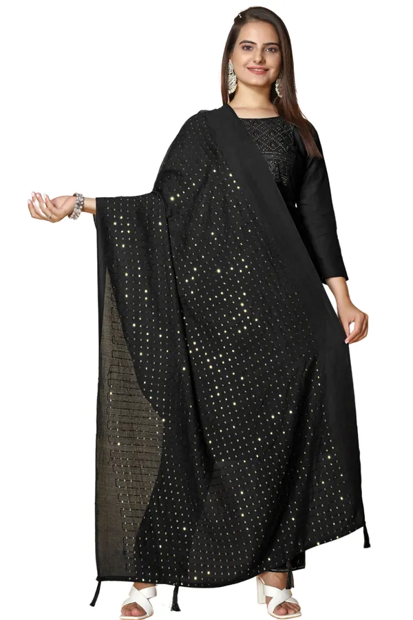 Chanderi_Sequin_Embroidered_Dupatta_With_Tassels_Black