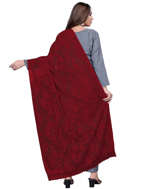 Amritsari_Net_Floral_Dupatta_With_Lace_Border_Maroon