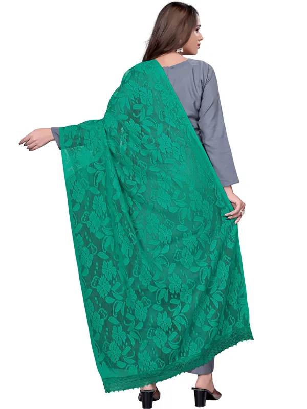 Amritsari_Net_Floral_Dupatta_With_Lace_Border_Rama_Green