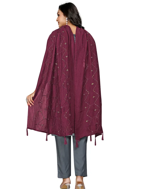 Chanderi_Zigzag_Embroidery_Dupatta_With_Sequins_Tassels_Wine