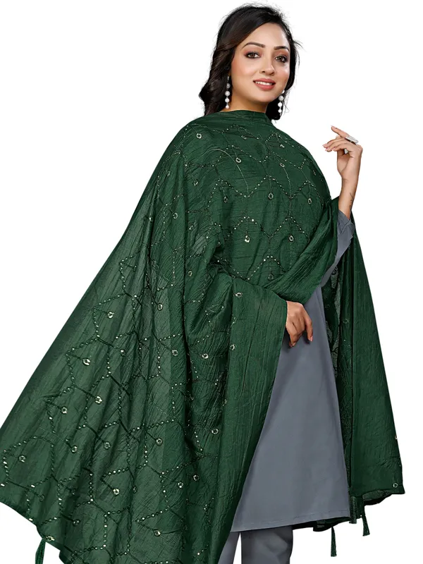 Chanderi_Zigzag_Embroidery_Dupatta_With_Sequins_Tassels_Green