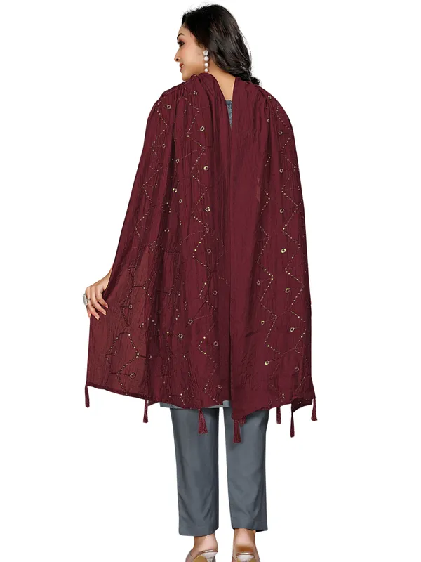 Chanderi_Zigzag_Embroidery_Dupatta_With_Sequins_Tassels_Maroon