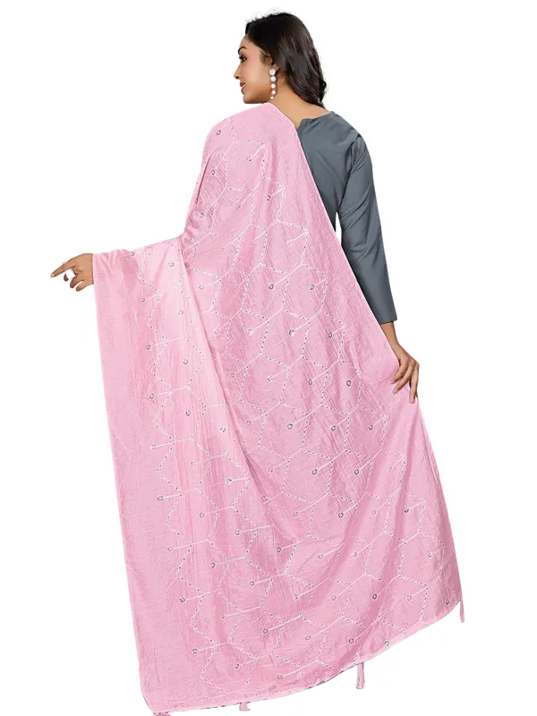 Chanderi_Zigzag_Embroidery_Dupatta_With_Sequins_Tassels_Light_Pink