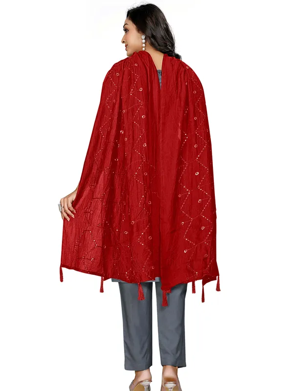 Chanderi_Zigzag_Embroidery_Dupatta_With_Sequins_Tassels_Red