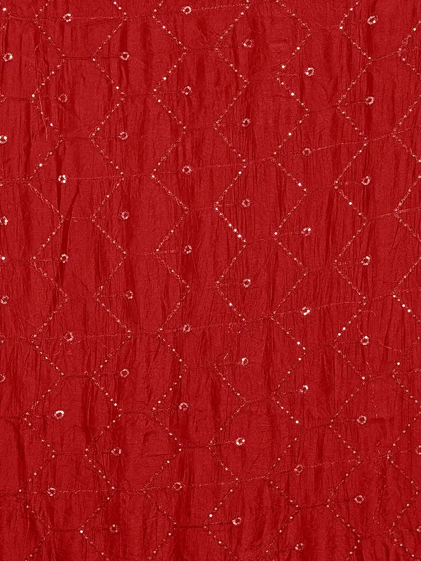 Chanderi_Zigzag_Embroidery_Dupatta_With_Sequins_Tassels_Red