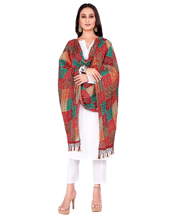 Chinon_Bandhani_Digital_Print_Dupatta_With_Tassels_Multi_Color1
