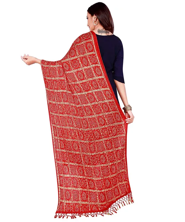 Chinon_Bandhani_Digital_Print_Dupatta_With_Tassels_Red
