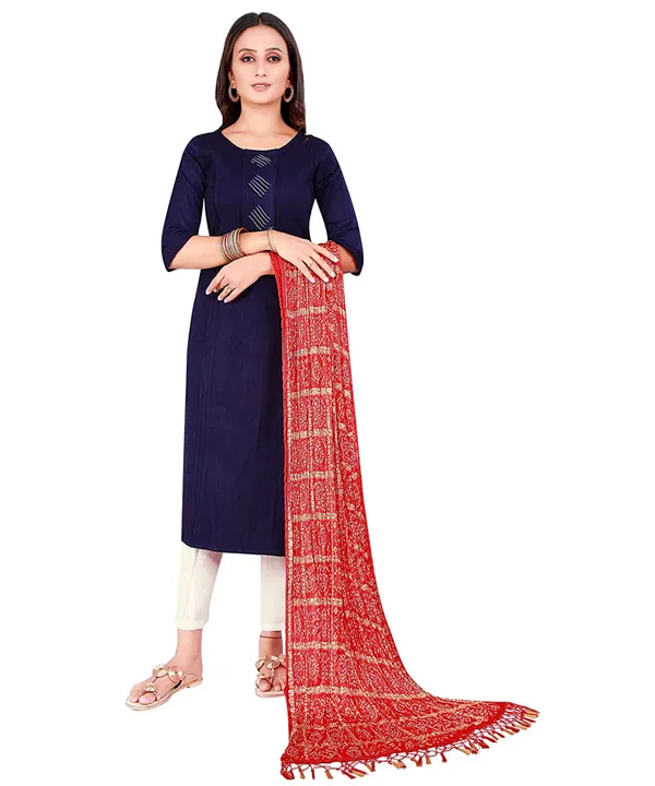 Chinon_Bandhani_Digital_Print_Dupatta_With_Tassels_Red