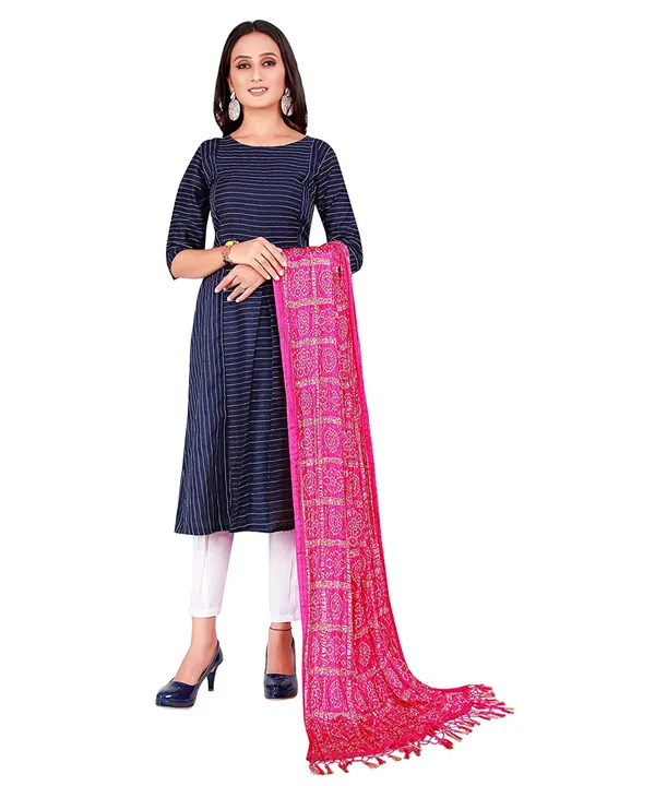 Chinon_Bandhani_Digital_Print_Dupatta_With_Tassels_Pink