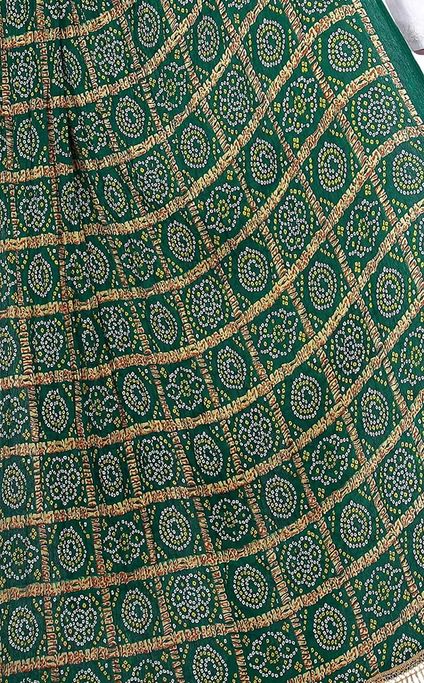 Chinon_Bandhani_Digital_Print_Dupatta_With_Tassels_Green