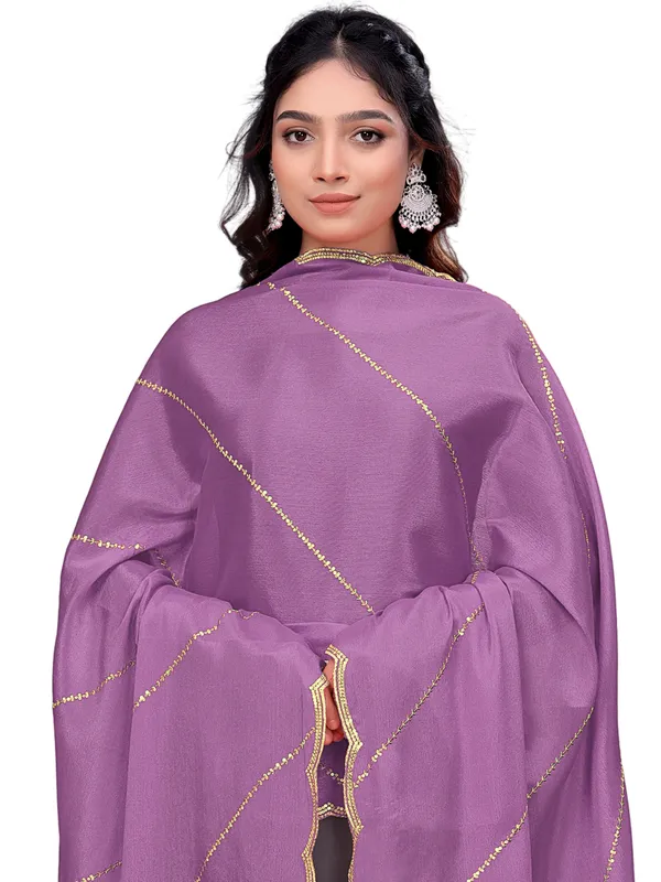 Chinon_Laheriya_Sequin_Work_Dupatta_With_Scalloped_Border_Onion_Pink