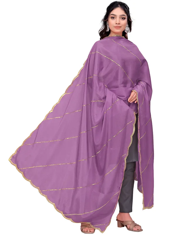 Chinon_Laheriya_Sequin_Work_Dupatta_With_Scalloped_Border_Onion_Pink