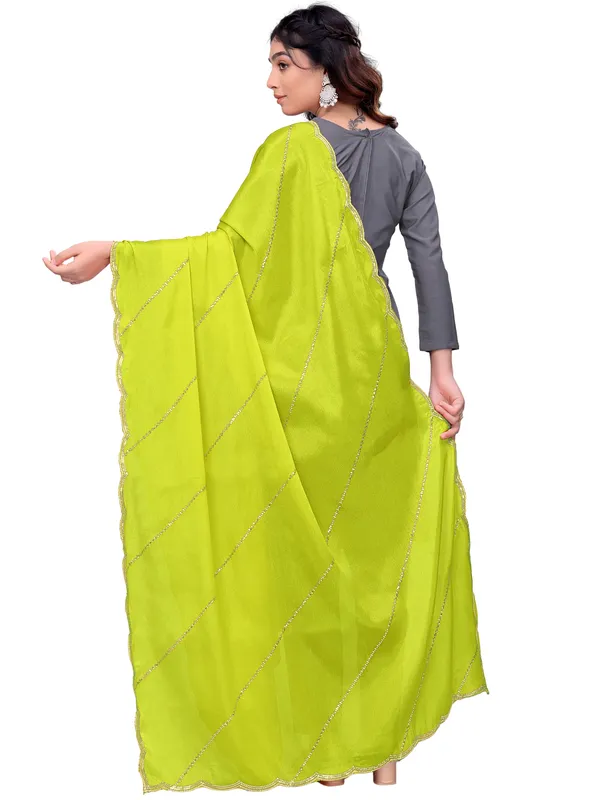 Chinon_Laheriya_Sequin_Work_Dupatta_With_Scalloped_Border_Lemon_Yellow