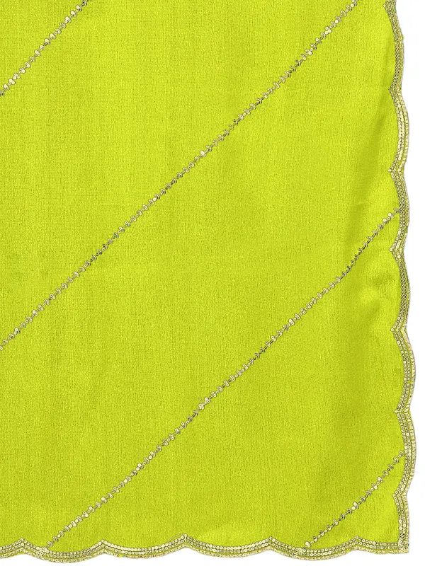Chinon_Laheriya_Sequin_Work_Dupatta_With_Scalloped_Border_Lemon_Yellow