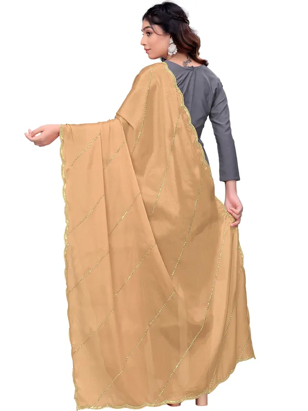 Chinon_Laheriya_Sequin_Work_Dupatta_With_Scalloped_Border_Beige