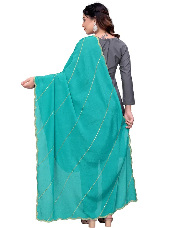 Chinon_Laheriya_Sequin_Work_Dupatta_With_Scalloped_Border_Rama_Green