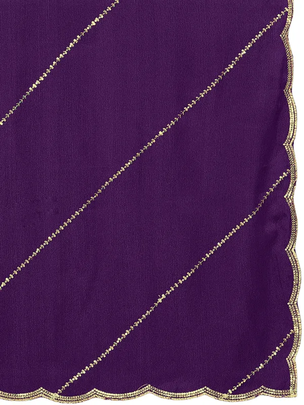 Chinon_Laheriya_Sequin_Work_Dupatta_With_Scalloped_Border_Wine