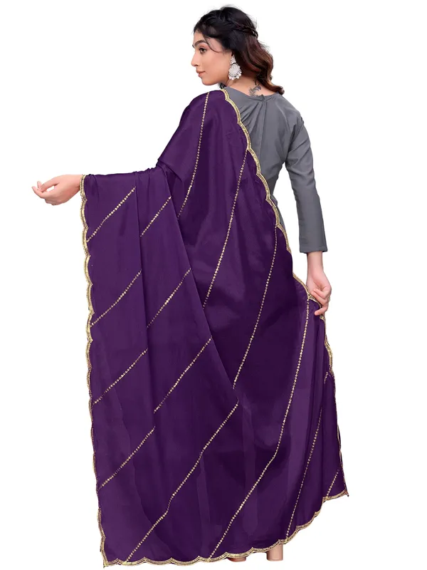 Chinon_Laheriya_Sequin_Work_Dupatta_With_Scalloped_Border_Wine