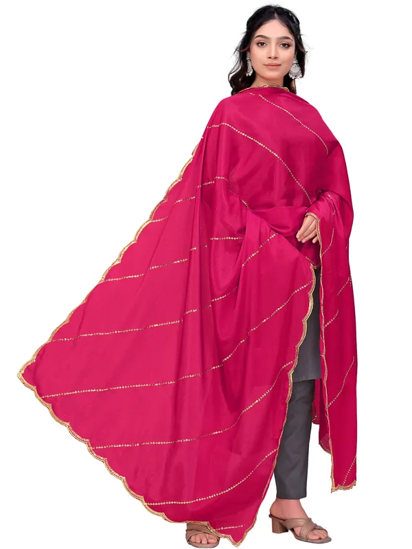 Chinon_Laheriya_Sequin_Work_Dupatta_With_Scalloped_Border_Pink