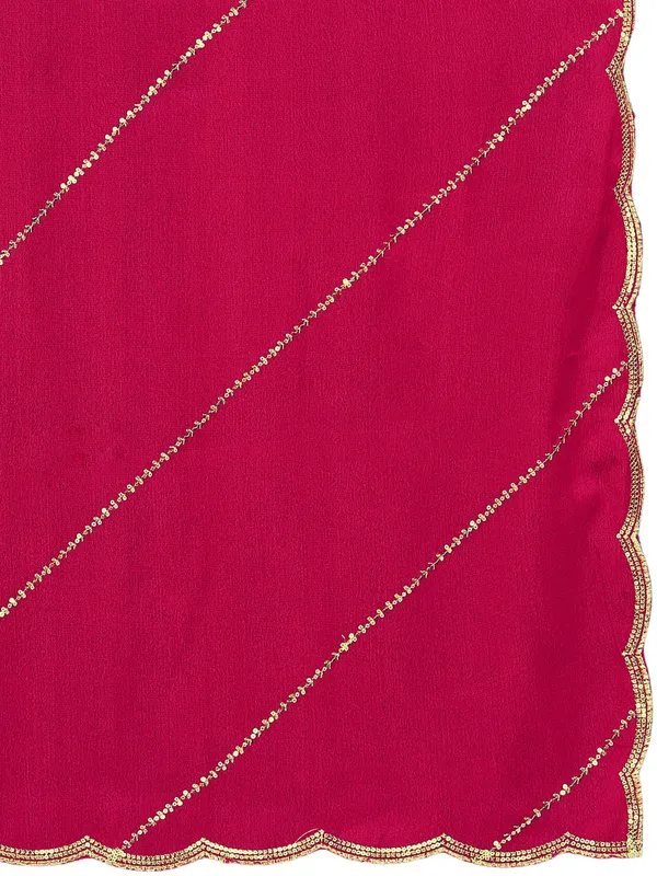 Chinon_Laheriya_Sequin_Work_Dupatta_With_Scalloped_Border_Pink