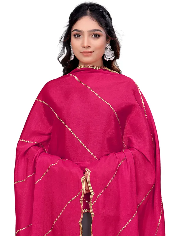 Chinon_Laheriya_Sequin_Work_Dupatta_With_Scalloped_Border_Pink