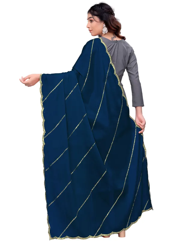 Chinon_Laheriya_Sequin_Work_Dupatta_With_Scalloped_Border_Navy_Blue