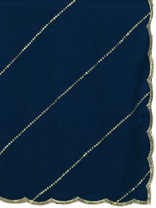 Chinon_Laheriya_Sequin_Work_Dupatta_With_Scalloped_Border_Navy_Blue