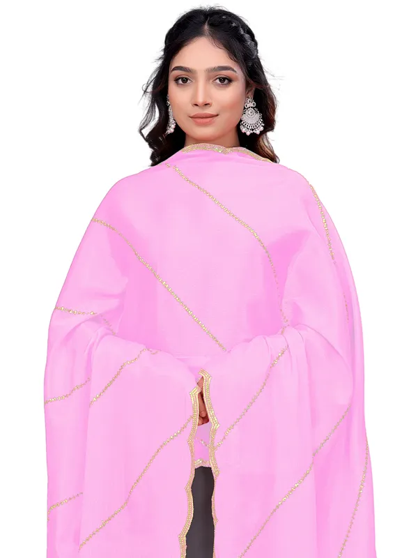 Chinon_Laheriya_Sequin_Work_Dupatta_With_Scalloped_Border_Light_Pink