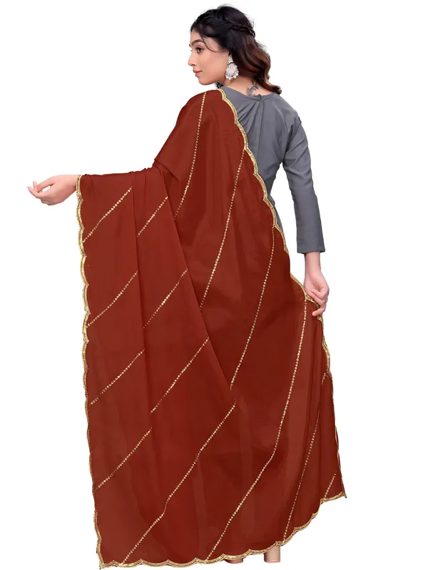 Chinon_Laheriya_Sequin_Work_Dupatta_With_Scalloped_Border_Rust