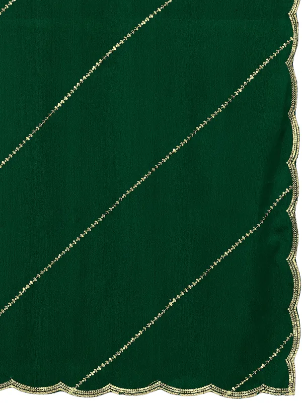 Chinon_Laheriya_Sequin_Work_Dupatta_With_Scalloped_Border_Green