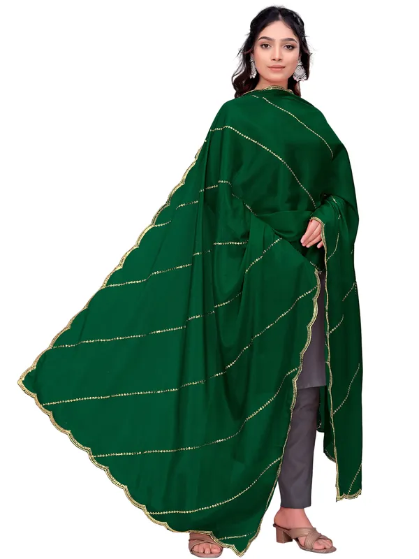 Chinon_Laheriya_Sequin_Work_Dupatta_With_Scalloped_Border_Green
