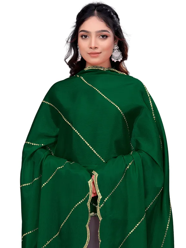 Chinon_Laheriya_Sequin_Work_Dupatta_With_Scalloped_Border_Green